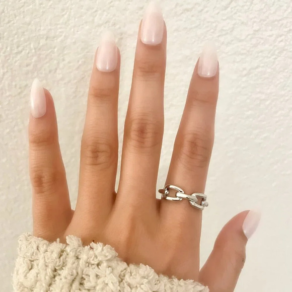 925 Sterling Silver Chain Link Ring Band Midi Ring Thumb Ring Adjustable Ring - Picture 7 of 9